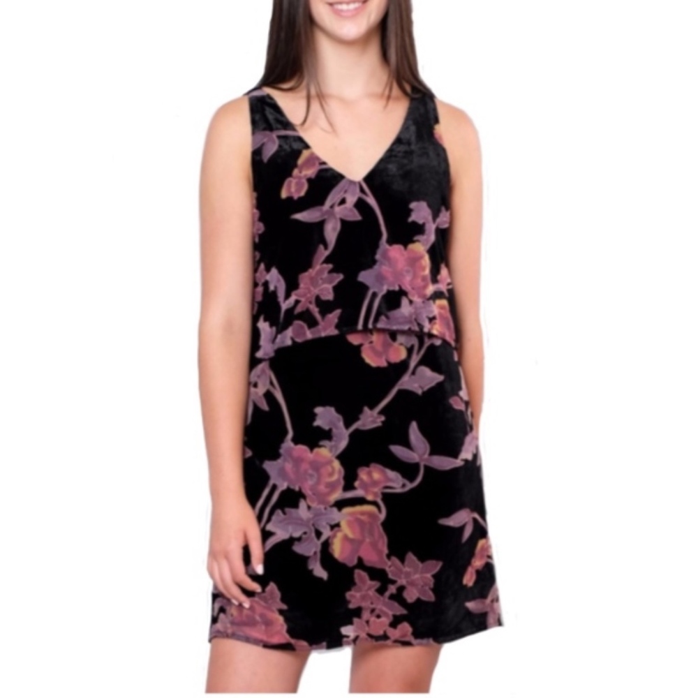 Everly | Velvet Floral Tiered Pink Purple Dress